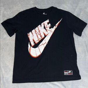 Nike Men's Black Tee with White and Red Graphic